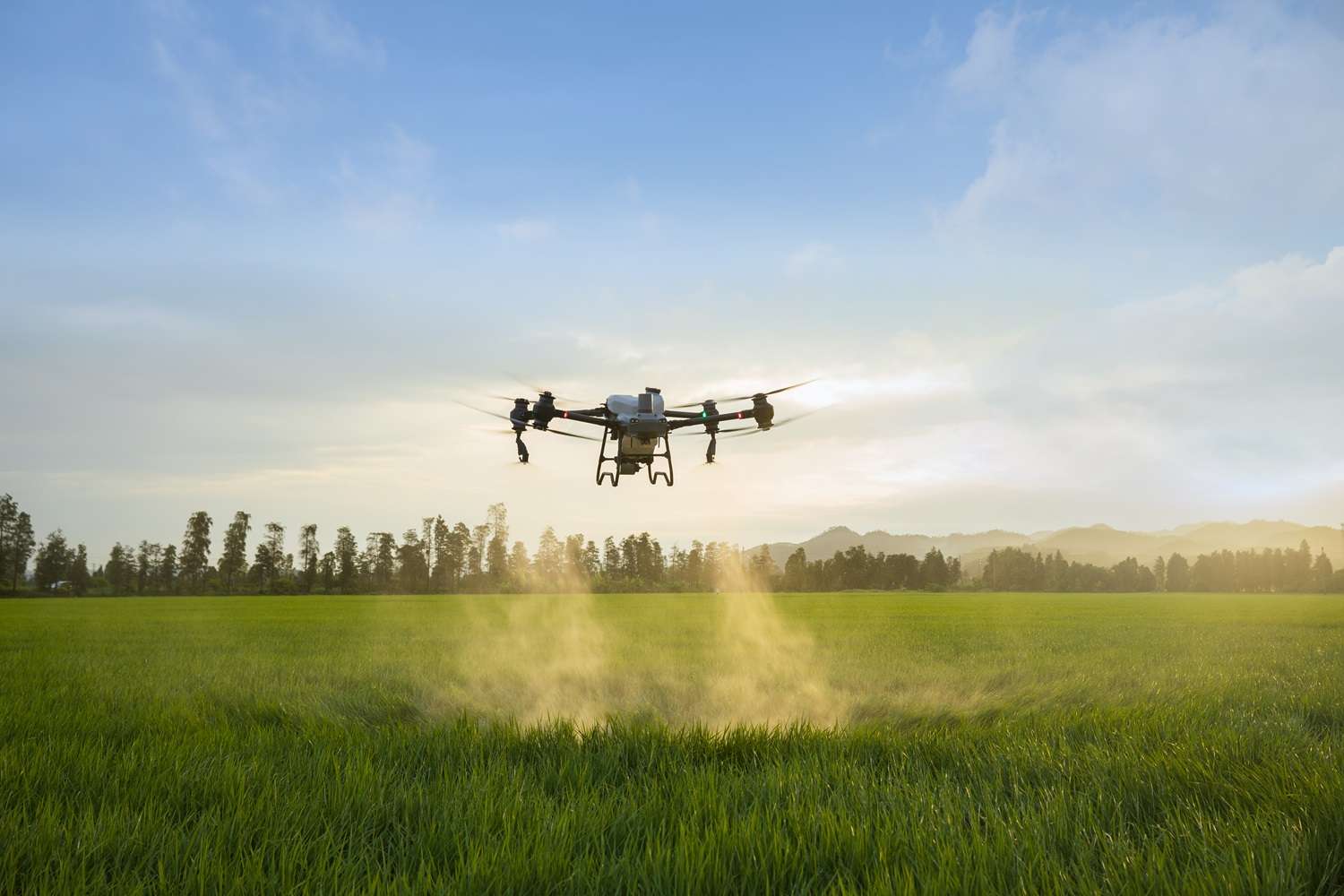 Drone technology spraying crops in Ireland